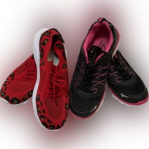 bundle 2 pair sneakers size 40/8.5 black red pink brown white